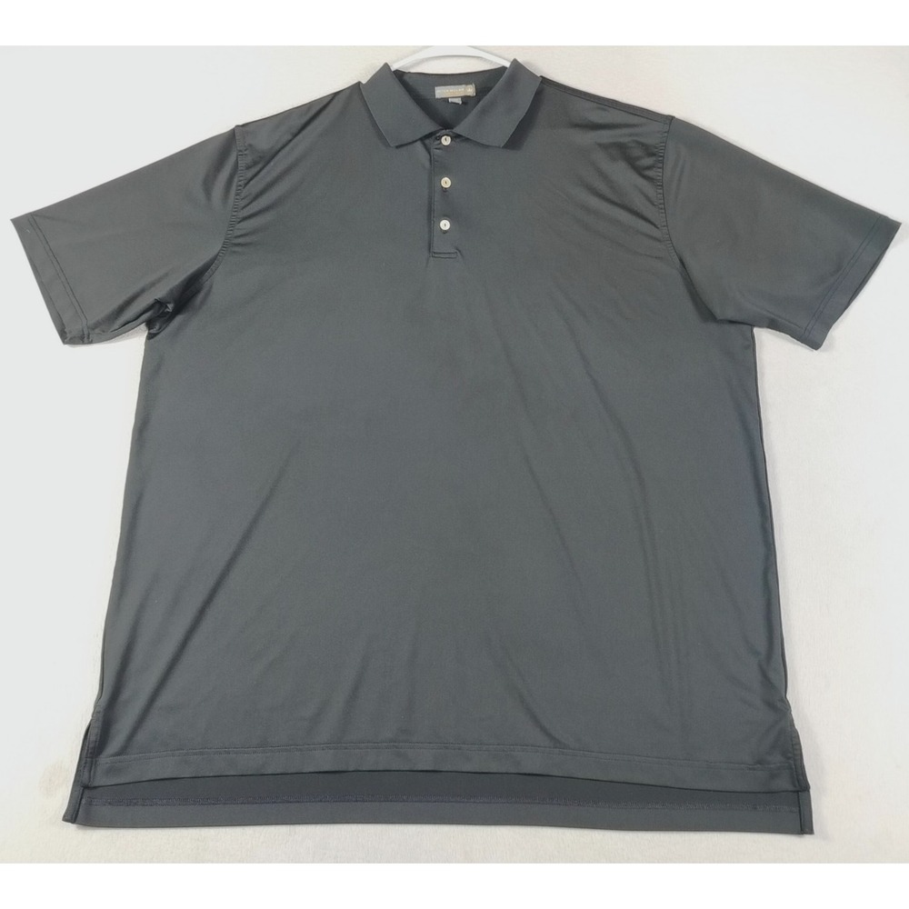 Peter Millar Summer Comfort Polo Shirt Mens 2XL Black Solid Golf Tech Stretch